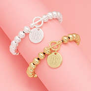 silver and gold personalized kids ball bracelets