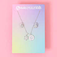 monogrammed girls snowflake jewelry set with clip on earrings packaging