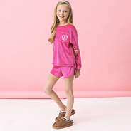 monogrammed hot pink softspun kids lounge set