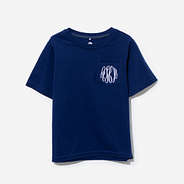 Monogrammed Kids Short Sleeve Shirt in Navy