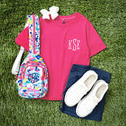 kids pink short sleeve shirt flatlay