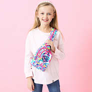 watercolor cheetah kids sling backpack on addie