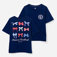 monogrammed kids americana t-shirt in navy bows