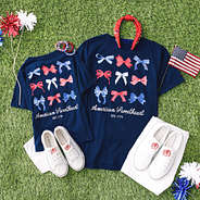 mom and me monogrammed navy bow america t shirts