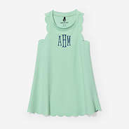 monogrammed girls scallop dress in mint