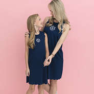 mom and me scallop dresses in navy