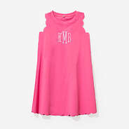 monogrammed girls scallop dress in hot pink