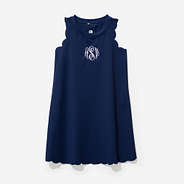 monogrammed girls scallop dress in navy