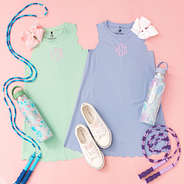 mint and lavender scallop kids dresses