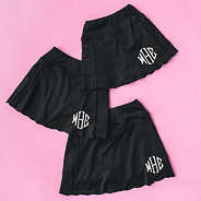 mom and me black monogrammed skort sizing
