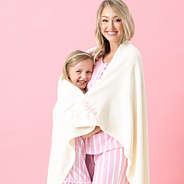 mom and me ivory plush blanket