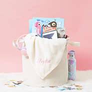 ivory kids plush blanket in basket