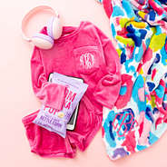 watercolor cheetah plush blanket with kids softspun lounge set