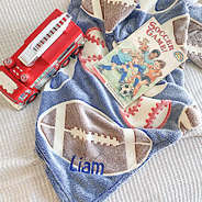 sports balls monogrammed boys blanket with toys