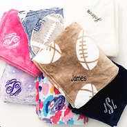 kids plush blanket group shot with football blanket