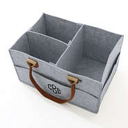 gray diaper caddy inside shot