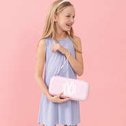 girl carrying monogrammed nintendo switch gaming case