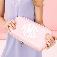 girl holding pink personalized nintendo switch gaming case