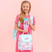 monogrammed wild confetti kids tumbler and lunch box