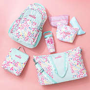 wild confetti monogrammed backpack lunch box tumbler toiletry bag and weekend bag