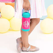 monogrammed flip straw water bottle in hand