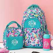 watercolor cheetah monogrammed backpack and lunch box