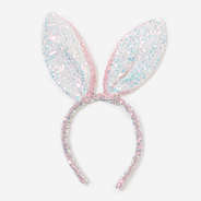 pink and white kids glitter bunny ears