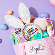 kids glitter bunny ears in easter basket