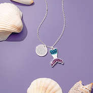 girls mermaid monogrammed necklace with seashells