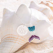 monogrammed necklace on seashell