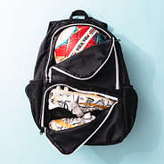 kids black activity backpack inside shot