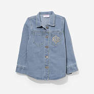 monogrammed kids denim shacket