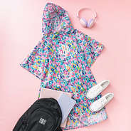 watercolor cheetah monogrammed rain poncho ootd