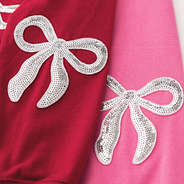 crimson and hot pink kids sequin bow sweatshirt detail shot