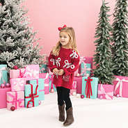 crimson kids sequin bow sweatshirt on girl