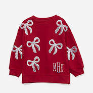 monogrammed kids sequin bow sweatshirt in crimson