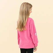 hot pink kids sequin bow sweatshirt back view