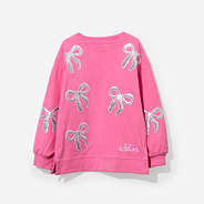 Monogrammed Kids Sequin Bow Sweatshirt in Hot Pink