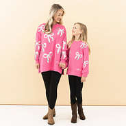 hot pink sequin bow sweatshirt mom and me