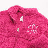 hot pink kids sherpa jacket detail shot