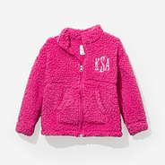 monogrammed kids sherpa jacket in hot pink