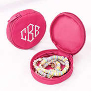monogrammed pink kids accessory travel case open and closed