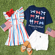 americana t shirt and ruffle knit dress