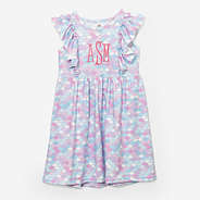 monogrammed girls ruffle dress in mermaid