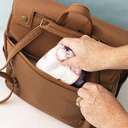 back pocket of monogrammed diaper backpack purse