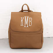 monogrammed diaper backpack purse on white background