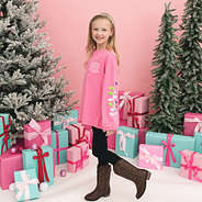 christmas sweatshirt in hotpink on girl