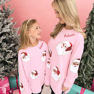 light pink christmas sweatshirt mom and me