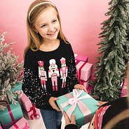 black nutcracker sweatshirt mom and me with gift box