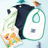 green outline baby bib